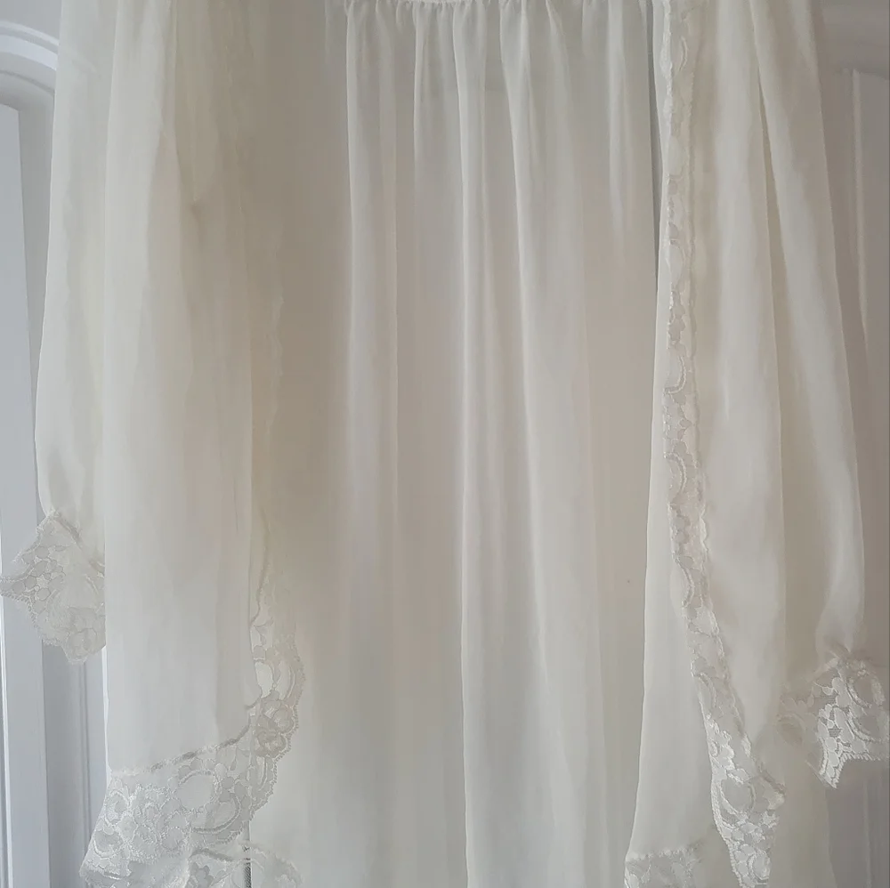 Vintage Frederick's of Hollywood lace sheer white robe negligee cover - Picture 7 of 13